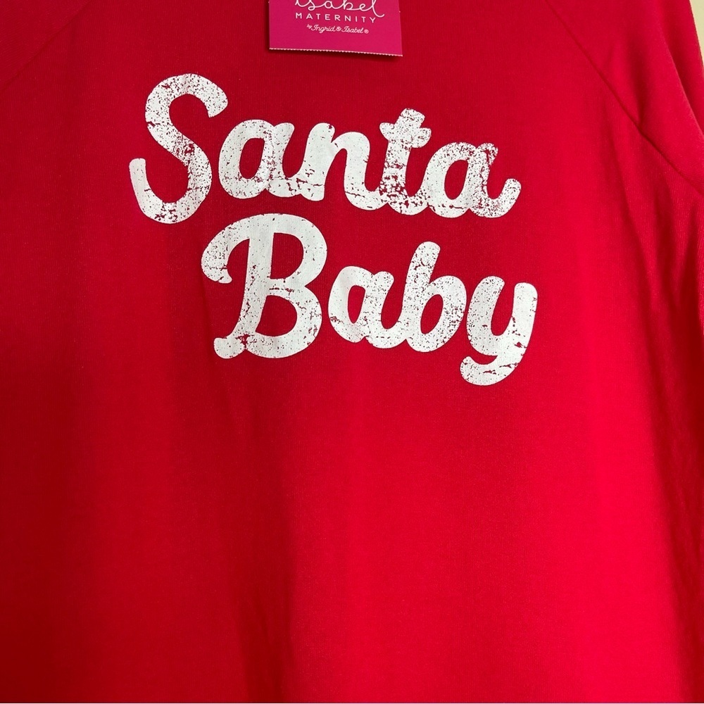 Isabel Maternity Womens Red Santa Baby Christmas Holiday Sweatshirt - Picture 5 of 9